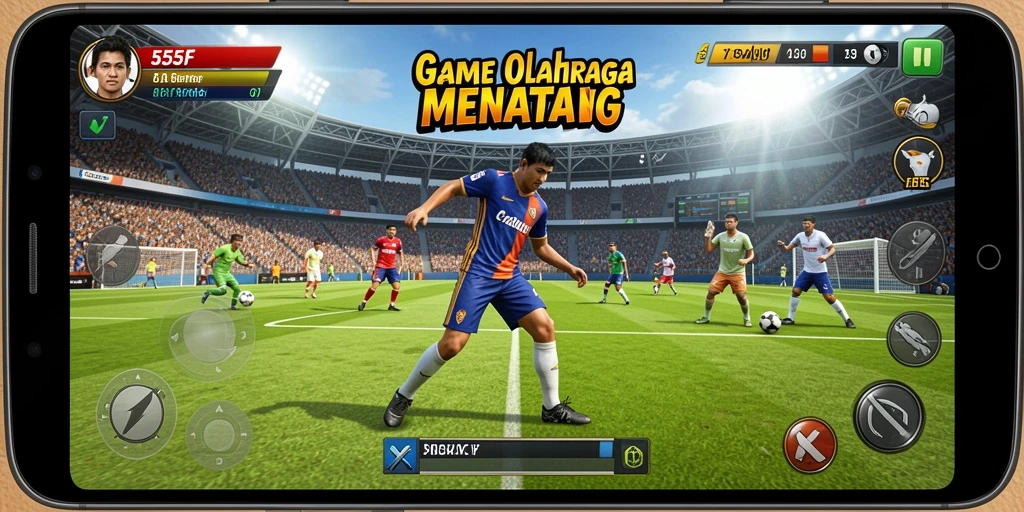 Tampilan gameplay menarik di 555F dengan adegan aksi olahraga