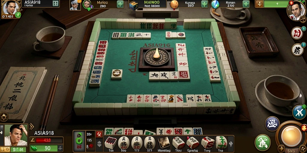 Tampilan gameplay ASIA918 dengan ubin Mahjong yang indah.