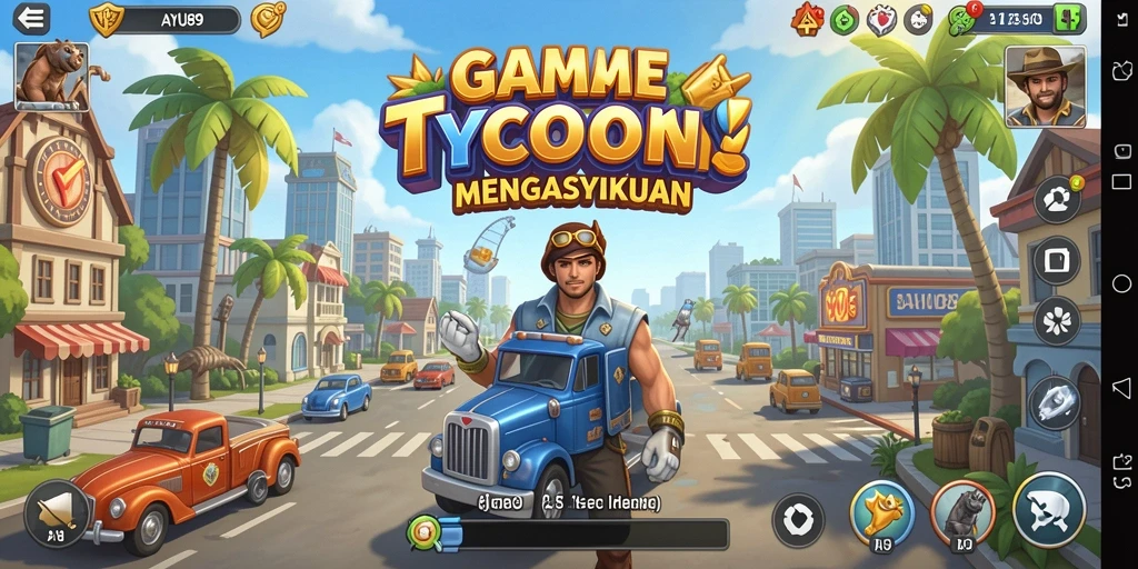 Tampilan stunning dari gameplay AYU89 dalam membangun bisnis Tycoon.