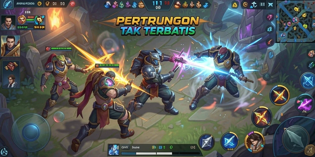 Tangkapan layar dari gameplay MOBA yang seru di FO8.