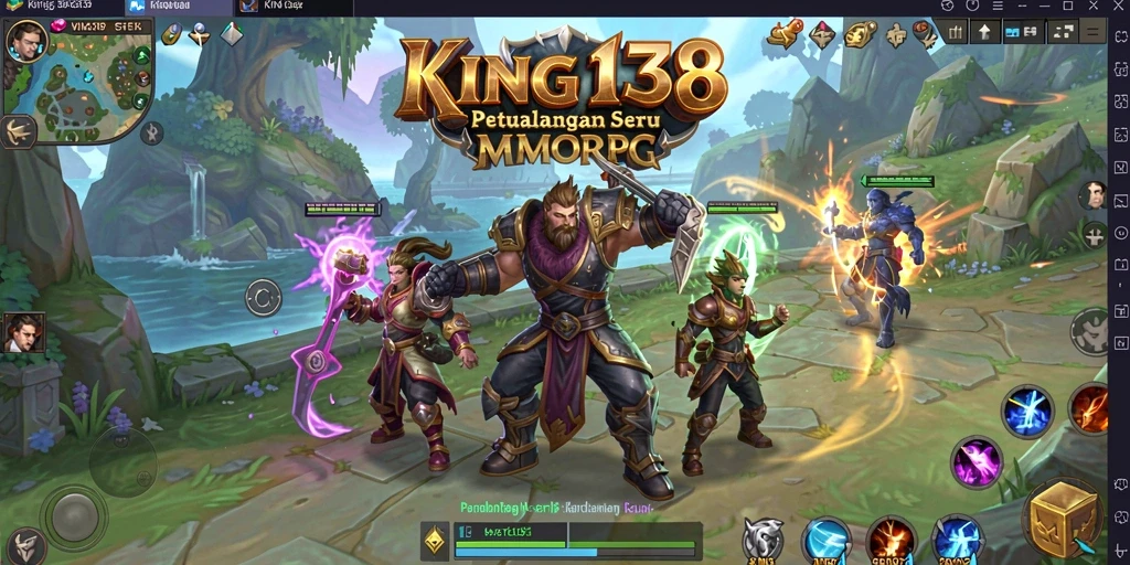Screenshot gameplay KING138 menampilkan pertempuran seru di dunia MMORPG.