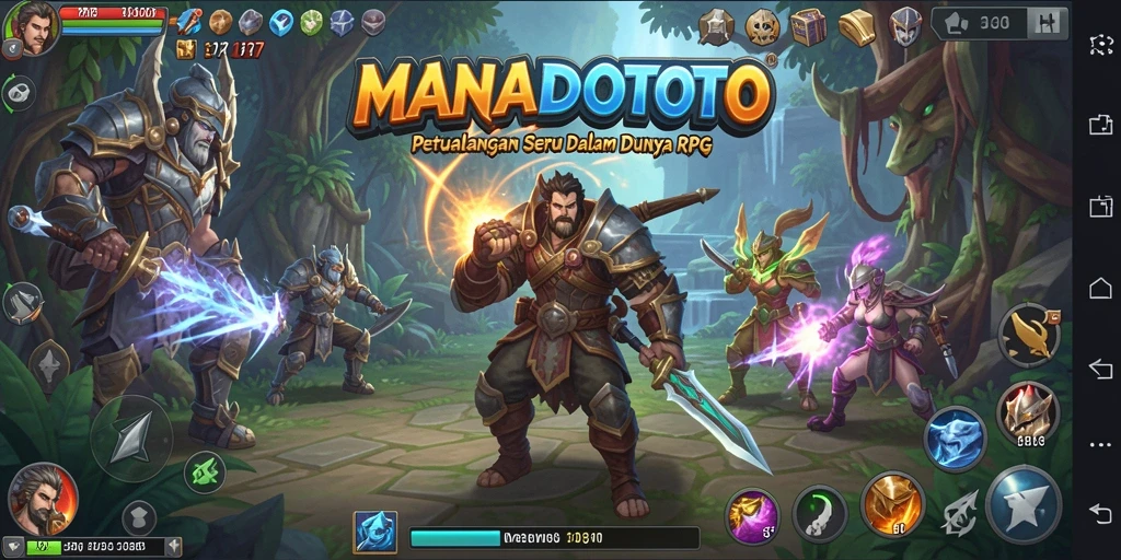 Screenshot dari gameplay MANADOTOTO yang penuh aksi RPG.