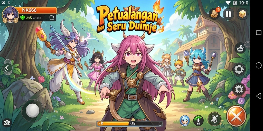 Tampilan gameplay seru dari NK666 dengan karakter Anime yang ikonik.