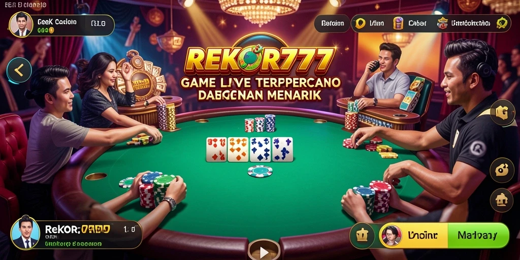 Screenshot gameplay REKOR777 yang menunjukkan dealer dan suasana permainan Live Casino.