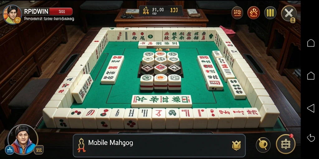 Screenshot RPIDWIN yang menunjukkan gameplay Mahjong yang menarik.