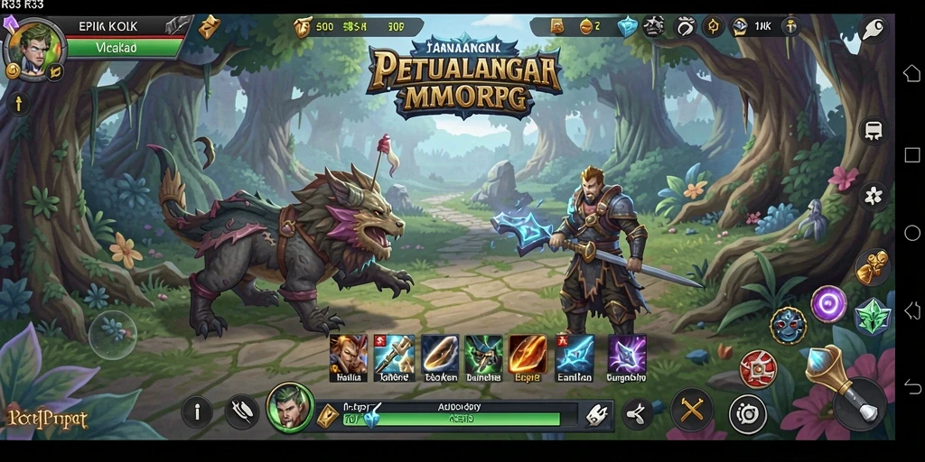 Gambaran gameplay RR33 dengan aksi seru dalam dunia MMORPG.